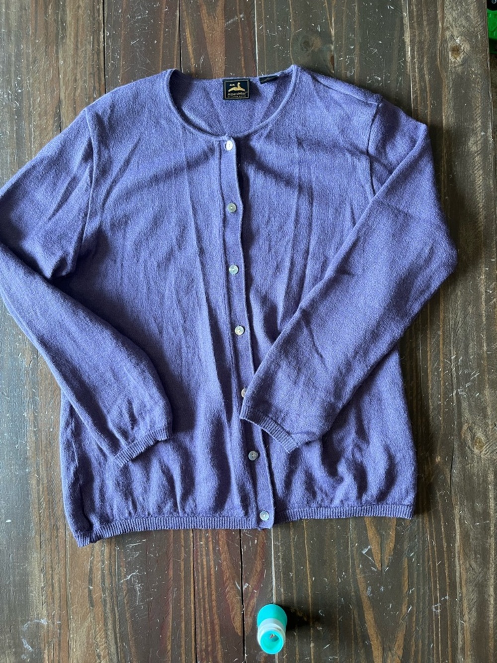 Lavender Alpaca Wear By Linda Davis Cardigan And Top Set XL Baby Alpaca And Silk - Picture 4 of 11